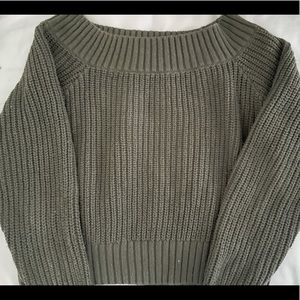 Hollister olive green off the shoulder sweater